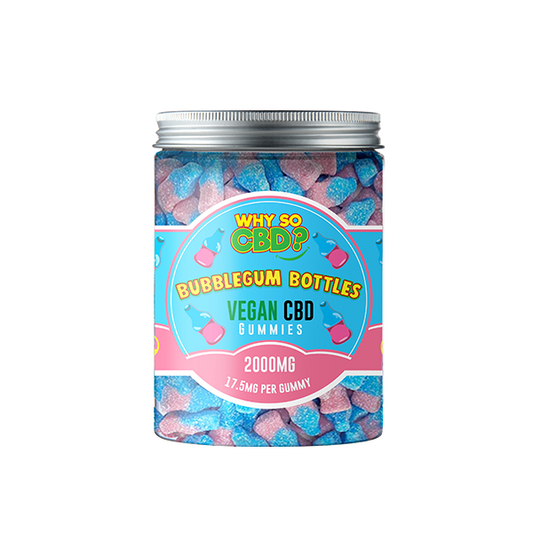 Why So CBD? 2000mg CBD Large Vegan Gummies - Bubblegum Bottles