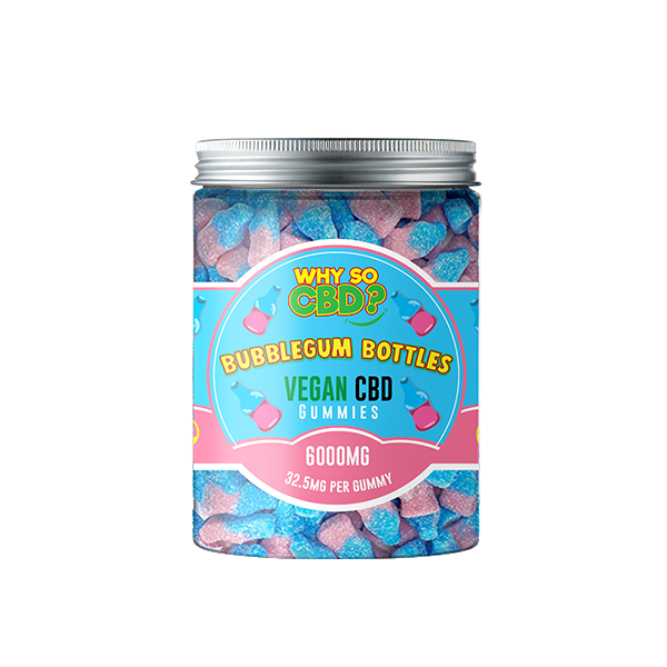 Why So CBD? 6000mg CBD Large Vegan Gummies - Bubblegum Bottles