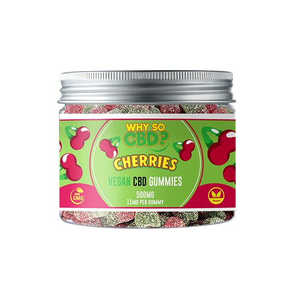 Why So CBD? 500mg Broad Spectrum CBD Small Vegan Gummies - Cherries