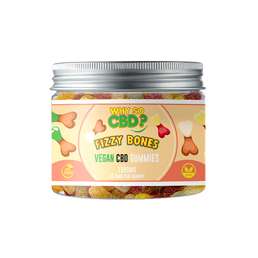 Why So CBD? 1500mg Broad Spectrum CBD Small Vegan Gummies - Fizzy Bones