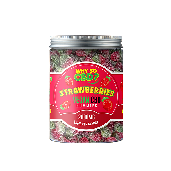 Why So CBD? 2000mg CBD Large Vegan Gummies - Strawberries