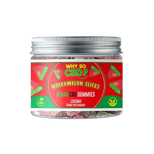 Why So CBD? 1000mg Broad Spectrum CBD Small Vegan Gummies - Watermelon Slices