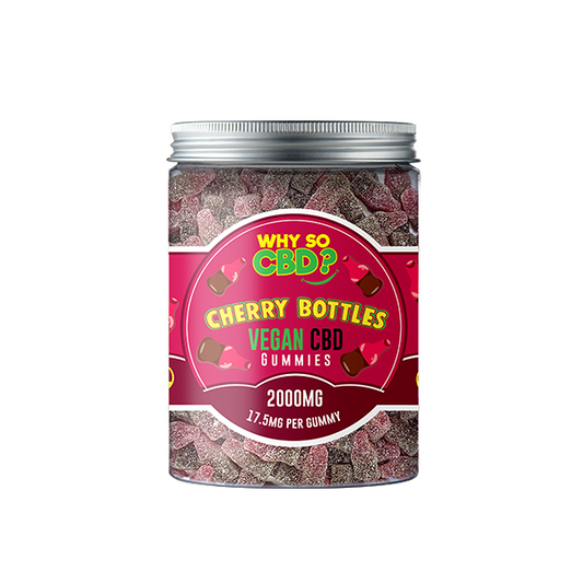 Why So CBD? 2000mg CBD Large Vegan Gummies - Cherry Bottles