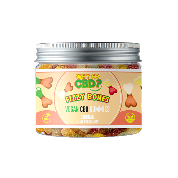 Why So CBD? 1000mg Broad Spectrum CBD Small Vegan Gummies - Fizzy Bones