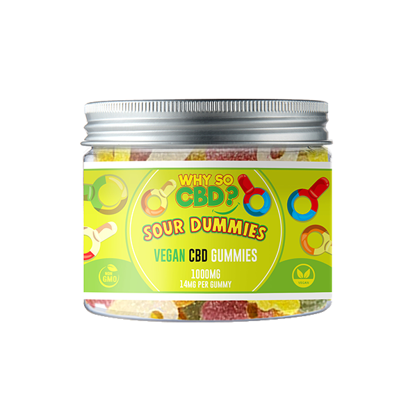 Why So CBD? 1000mg Broad Spectrum CBD Small Vegan Gummies - Sour Dummies