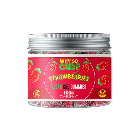 Why So CBD? 1500mg Broad Spectrum CBD Small Vegan Gummies - Strawberries