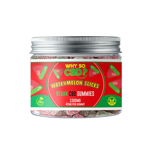 Why So CBD? 1500mg Broad Spectrum CBD Small Vegan Gummies - Watermelon Slices