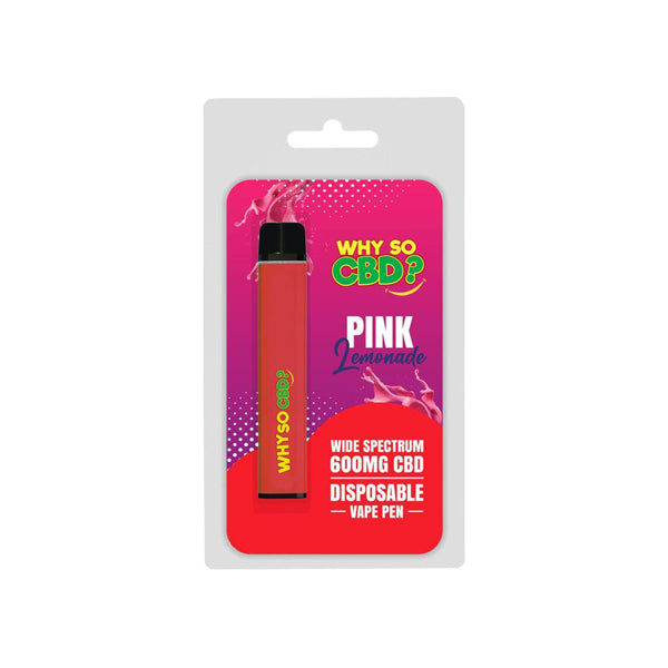 Why So CBD? 600mg Broad Spectrum CBD Disposable Vape Pen - Pink Lemonade