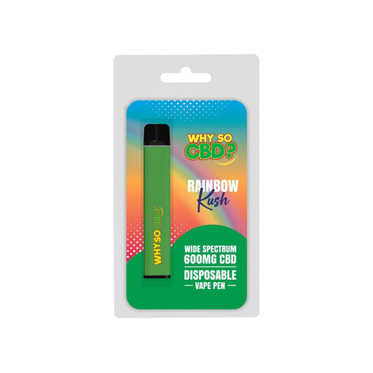 Why So CBD? 600mg Broad Spectrum CBD Disposable Vape Pen - Rainbow Kush